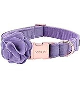 ARING PET Velvet Dog Collar, Purple Dog Collars with Detachable Felt Flower, Adjustable Soft Comf...