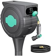 HVNPSH Retractable Garden Hose Reel, 1/2 inch x 100 ft Wall Mounted Hose Reel, Upgraded 360° Swiv...