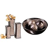 Home Deocr Bundle Set of 3 Flower Vases and Matching Decorative Bowl with 3 Orbs - Dining and Liv...