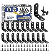 mankk 90PCS L Corner Brackets Black Mending Plates Metal Bracket Stainless Steel Flat Brace Brack...