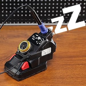 WEP 937D-I 3 cordless soldering station automatically enters sleep mode after non-use for longer.