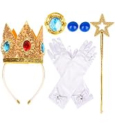 ACO-UINT 5 PCS Princess Crown Accessories, Princess Crown/Earrings/Gloves/Brooch/Wand Dress up fo...
