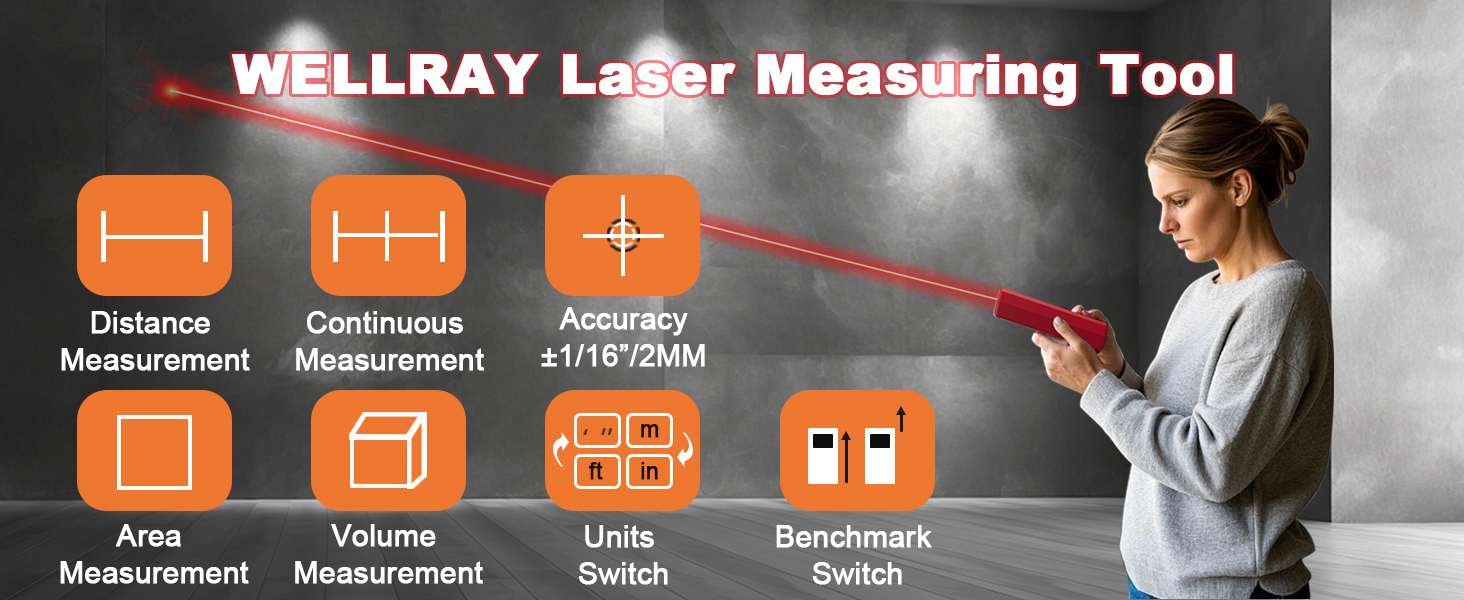 Laser Measuring Tool 165FT/50M Laser Measure Tool with High Accuracy IP54 Laser Distance Meters