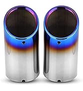 Qiilu 2.8 Inch Blue Burnt Exhaust Tip, 1 Pair Exhaust Tailpipe Tips Tail Pipes Tips 2.8 x 5.5 For...