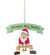 Funny Christmas Ornament, Jingle My Bells Santa Butt Bell Pendant Wooden Xmas Gift Home Decor Bel...