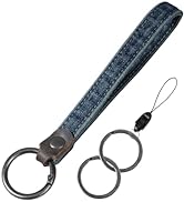 Fishent Denim Wristlet Keychain for Women Men, Cute Key Chain, Wrist Lanyards for Car Keys ID Bad...