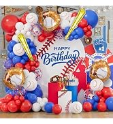 AobkDeco Baseball Balloon Garland Arch Kit Baseball Party Decorations with 143pcs Red White Blue ...