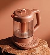 Terracotta Vianté tea maker with glass kettle and stainless steel infuser