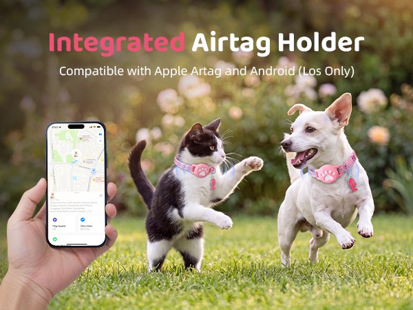 GPS Pet Tracker Collar, Mini Smart Real Time Tracking Tag for Cats Dogs, No Monthly Fee or SIM