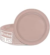 QZYL 50 PCS Paper Plates, Coral Pink Round Disposable Paper Plates, 9 Inches Paper Dinner Plates ...