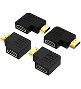 VCE HDMI 90 and 270 Degree Adapter 4-Pack, HDMI Right Angle Male to Female Vertical Flat Adapter ...