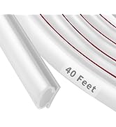 Fingwerk 40 Feet Rubber Weather Stripping Door Seal Strip, Self-Adhesive Backing D-Shape Door Wea...