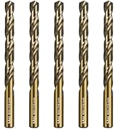 SALI Cobalt Drill Bit Set, 5Pcs 7/16" M35 High Speed Steel Jobber Length Drill Bit Kit for Harden...