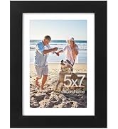 decorUhome 5x7 Picture Frame, Display Pictures 4x6 with Mat or 5x7 without Mat, Black Engineered ...