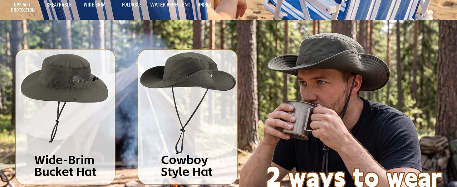 Connectyle sun hat for men mens bucket hat for women wide brim sun hat safari fishing hat for men