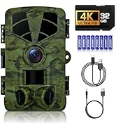 Fargarloo Trail Camera 4K, WiFi Game Camera, 120°Wide Angle, Night Vision Cameras, 32GB TF Card, ...