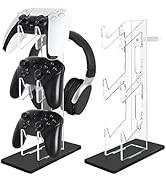 FYY Game Controller Holder 3 Tiers - Universal Dual Controller Stand Headphone Holder, Acrylic Bl...