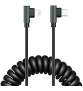 clickfish 90 Degree Coiled USB C to Lightning Cable, MFi Certified Right Angle iPhone Charger for...