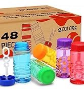 48 Pack Bubble Bottle with Wand Attached to the Cap (8 Colors), Bubbles Bulk Set for Kids Party F...