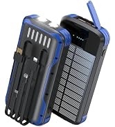 SOXONO Solar Charger Power Bank, PD 20W Fast Charging External Batter, 40000mAh Portable Phone Ch...