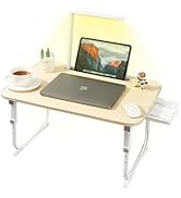 Laptop Desk for Bed Lap Desk with LED Desk Light, Adjustable Tablet Bed Table with Foldable Legs ...