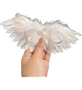 1 Pc White Mini White Angel Feather Wings Doll Feather Wings Photography Props with Elastic Strap...