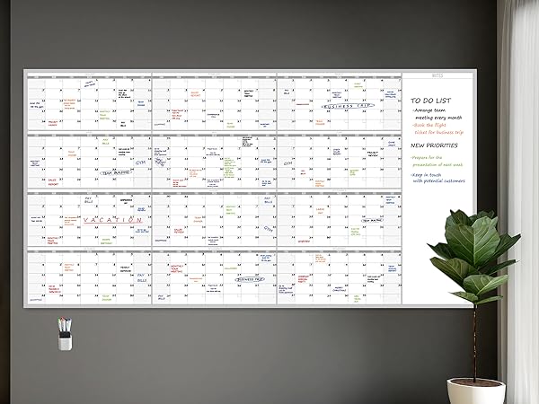 Large dry erase undated wall calendar - 38x72 inch