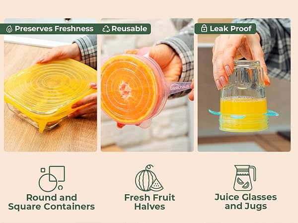 multi-size flexible silicone lids fit bowls cups jars pans adjustable elastic sealing cap