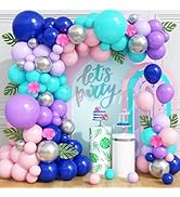 Blue Purple Balloon Arch Kit, 108 Pcs Macaron Purple Pink Blue Balloons Garland with Teal Royal B...