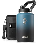 Coolflask Gallon Water Bottle Insulated, 128 oz Stainless Steel Water Jug Leakproof with Large Ha...