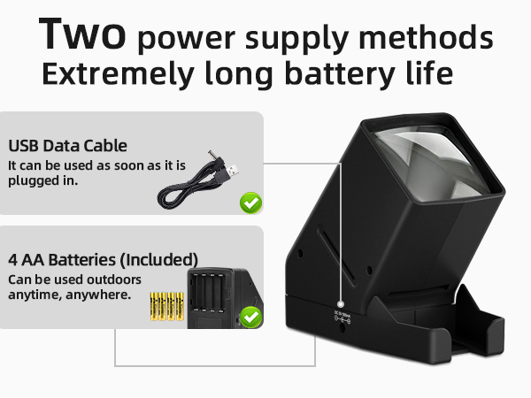 Two power options: USB plug-and-play or 4 batteries, with months of battery life for outdoor use.