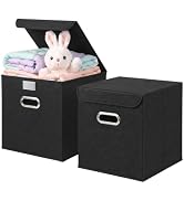 ShellKingdom Storage Bins, Fabric Storage Cube with Lid and Metal Handle | Foldable Cloth Storage...