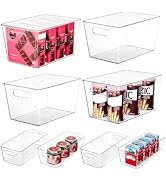 Vtopmart 8 Pack Clear Plastic Storage Bins with Lid Set, 4 Large and 4 Small Pantry Organizers an...