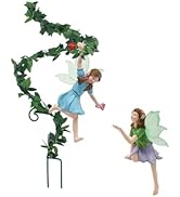 VIVIANYO HD 2PCS Resin Fairies Statues Miniature Angel Figurines with Luminous Wings and Green Le...