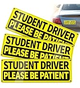 Student Driver Magnet for Car, 3 Pack Please Be Patient Car Magnet, Reflective & Easy to See, Str...
