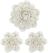 LIUCOGXI Ceramic Flowers Wall Decor Ceramic Wall Art 3D Flower Wall Decor Wall Sculptures Set of ...