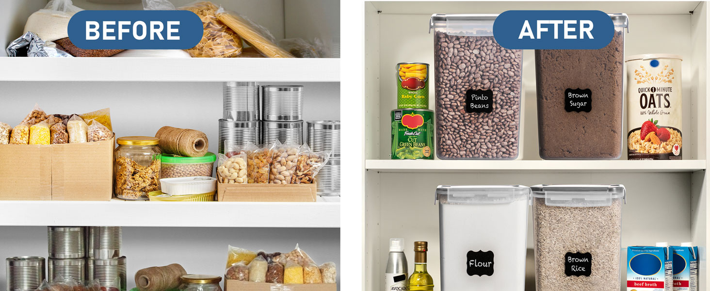 Pantry storage container large food containers, flour storage containers, sugar canisters air tight