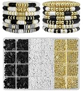ClaBead Bracelet Making Kit 3200Pcs, Clay Beads Bracelet Kit with Gold Beads and Gold Flower, Swi...
