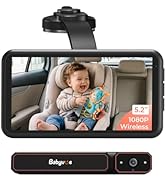 Babyvue Wireless Baby Car Camera, BV6 1080P HD Baby Car Monitor with Suction Cup Mount, 5.2" IPS ...