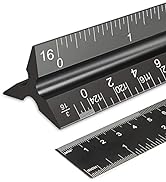 2PCS Architectural Scale Ruler, 12" Aluminum Architect Scale, Triangular Scale, Scale Ruler, Tria...