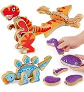 Coogam Dinosaur Snap Together Building Toys, Wooden Take Apart Dinosaur Playset, STEM Montessori ...