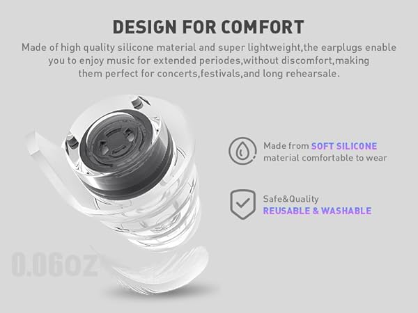 Soft and comfortable silicone ear plugs for concerts