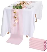 Peomeise 6pack Chiffon Table Runner 14X108 Inch Sheer Wedding Runner,Romantic Light Pink Sheer Fa...