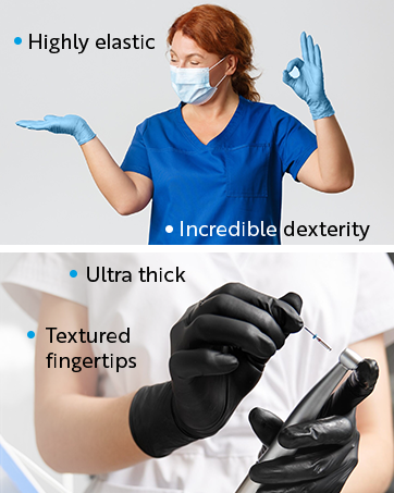 MEDELIM Disposable Nitrile Medical Exam Gloves Powder-Free Non-Sterile Disposable Glove Blue Black
