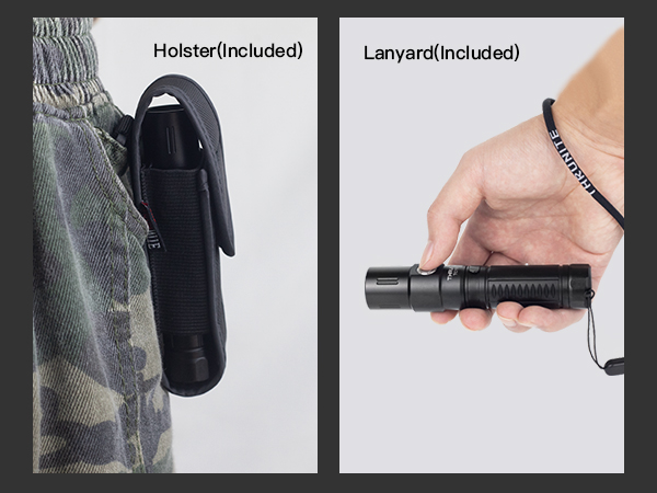 indoor flashlight with lanyard and holster