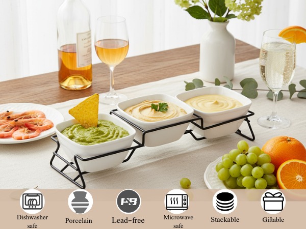 Square Bowl Chip & Dip Serving Set