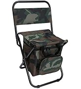LEADALLWAY Fishing Chair with Cooler Bag Compact Fishing Stool Foldable Camping Chair