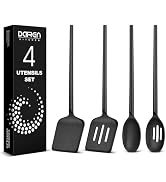 Silicone Cooking Utensils Set, Heat Resistant Non-Stick Long Handle Silicone Spatulas Turner & Sp...