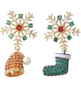 Christmas Stud Earrings for Women, Festive Holiday Earrings with Reindeer, Bell, Santa Hat, Sock,...