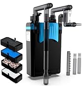 FZONE Aquarium Hang on Back Filter, 4 Stage HOB Filter for Mini and Nano Desktop Tanks, 106GPH Ad...